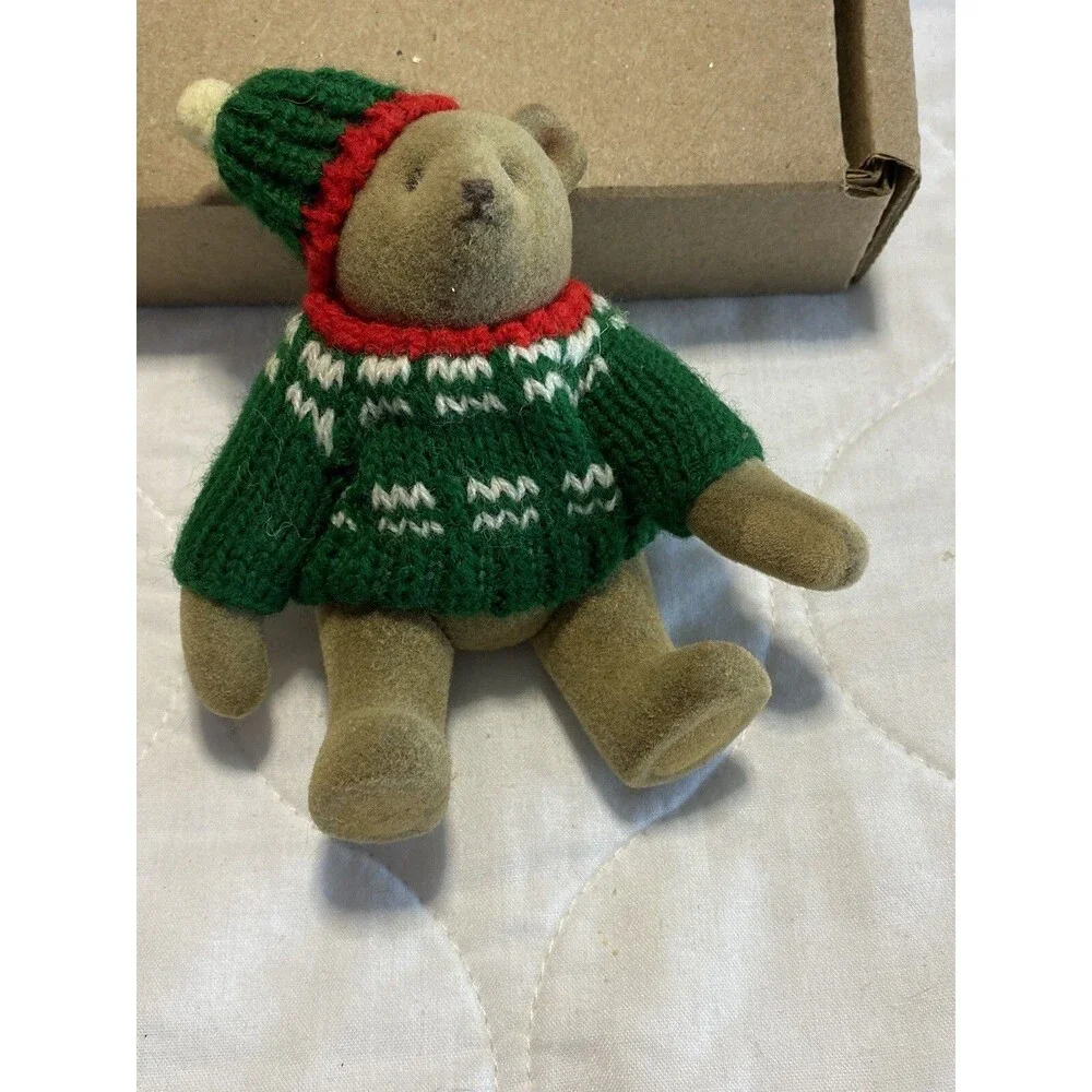 Gund Teddy Bear Miniature Jointed Winter Sweater & Hat Vintage HTF
